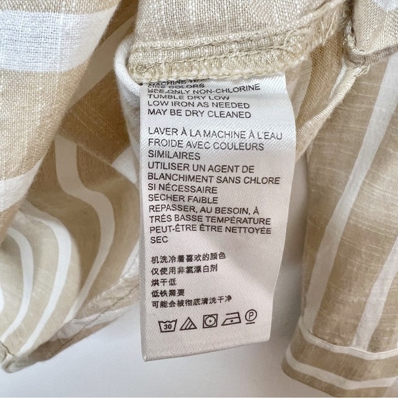 Urban Outfitters Women’s Tan White Striped Button Down Oversized Shirt Sz XS - Picture 7 of 12